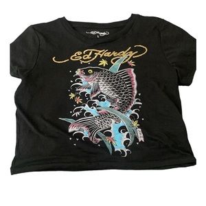Black Ed Hardy crop top.